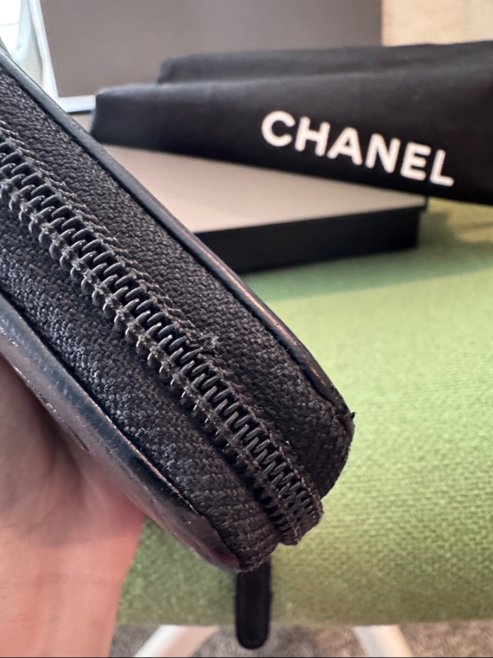 CHANEL Black Camellia Quilted Zip-Around Wallet with Silver CC - Picture 4 of 11
